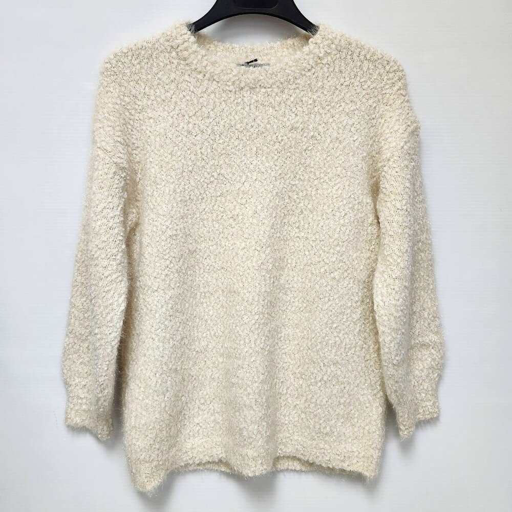 Angela Mara Women's Ivory Crew Neck Pullover Sweater Size M & L